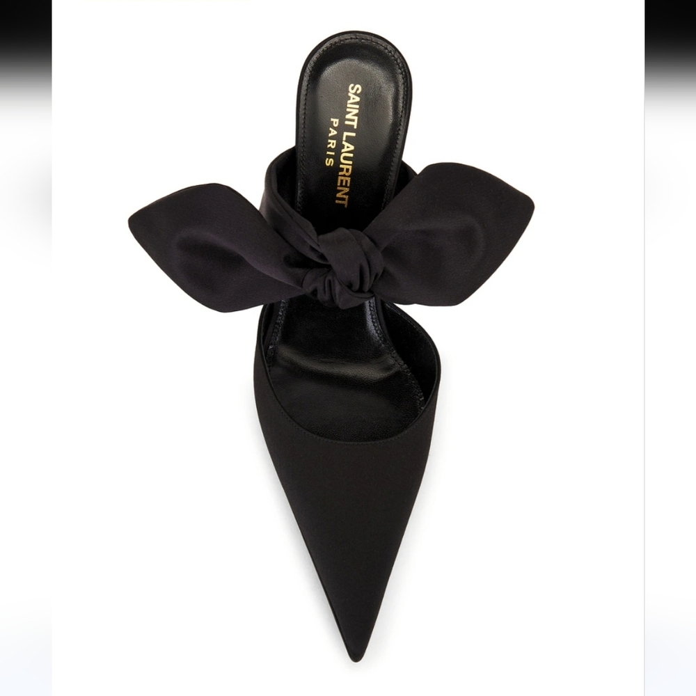 Saint Laurent Black Killer 90 On Pump Satin Ysl Shoe Size 37.5 - Picture 10 of 11